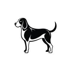 Adventurous Beagle Dog Silhouette for Playful Pet Logo Design black and white 