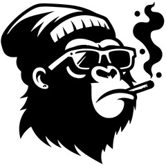 Silhouette portrait of a gorilla smoking © Breck