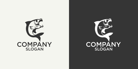 Fototapeta premium fish icon simple monogram logo design vector illustration