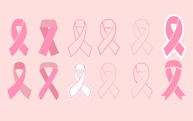 Breast Cancer Ribbon Vector Element set