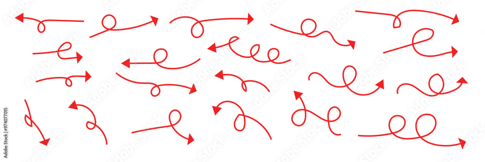 Poster arrow vector. collection hand drawn arrows. set simple arrows in isolated background. arrow icons. e