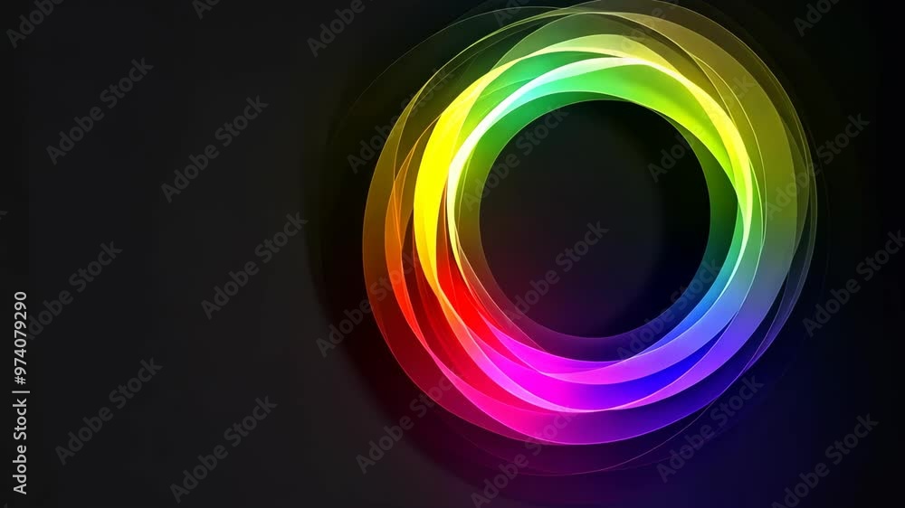 Poster colorful abstract pattern swirls in circular motion against a dark background during creative projec