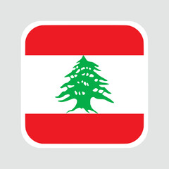 The flag of lebanon. Flag icon. Standard color. flat vector square with rounded corners Computer illustration. Digital illustration. Vector illustration.