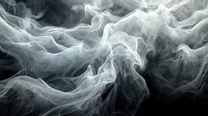 Smoke rings creating abstract patterns, organic shapes, mysterious and captivating.