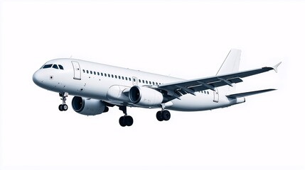 Obraz premium Commercial Airplane Taking Off: A white commercial airplane soars into the sky, capturing the essence of travel, adventure, and the freedom of flight.