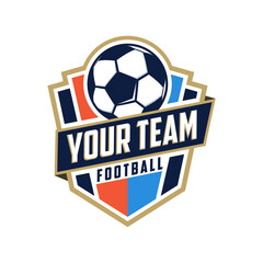 Vintage Modern badge emblem Football soccer sport team club league logo with shield and ball concept icon vector © Ideapaad