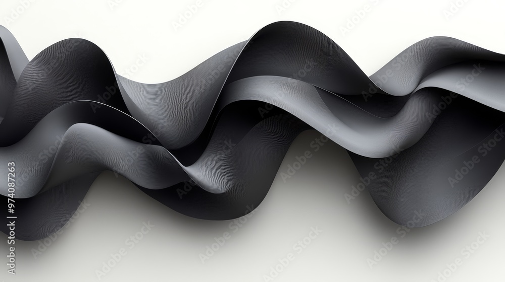 Poster elegant abstract black wave design with smooth curves and flowing lines, perfect for modern backgrou