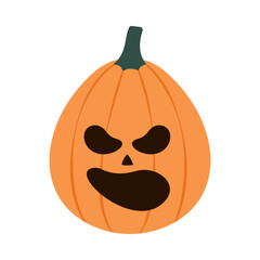 Scary pumpkins. Spooky design for Halloween isolated on a white background. Cute jack o lantern with different face expressions