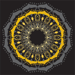 Cute gold Mandala. Ornamental round doodle flower isolated on white background. Geometric decorative ornament in ethnic oriental style.