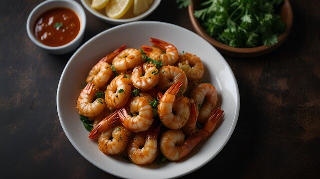 prawns Deval with sauce