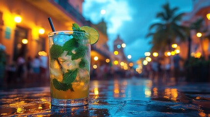 Mojito at a Cuban street salsa dance