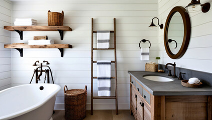 Designing a bathroom in Farmhouse Style, Bathroom model.