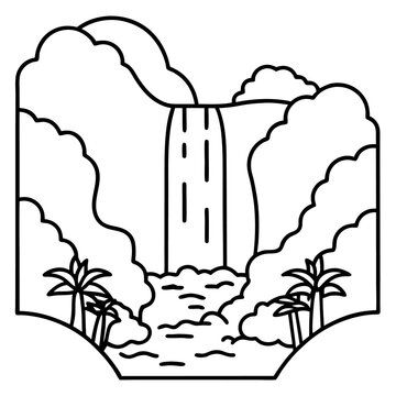 recommend clip art: nature waterfall outline coloring book page line art drawing