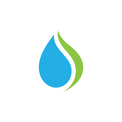 Water drop and green leaf nature Logo