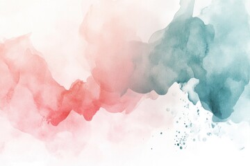 Fototapeta premium Elegant watercolor texture blending soft red and teal hues, perfect for artistic backgrounds and creative projects.