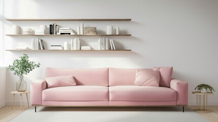 Modern living room home interior with cozy sofa