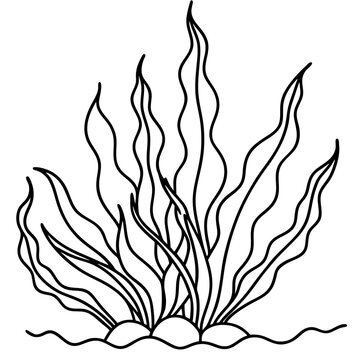 black line art seaweed plant clip art preview