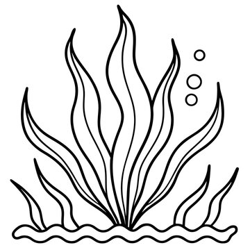 black and white seaweed underwater clip art preview