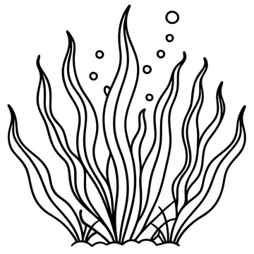 black and white seaweed with bubbles clip art preview