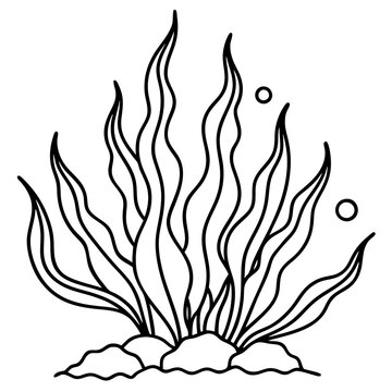 black and white seaweed with bubbles clip art preview