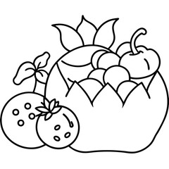 organic rubbish outline coloring book page line art drawing