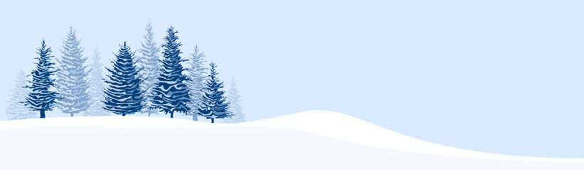 Fototapeta premium Winter landscape background with fir trees and snow in mountain.