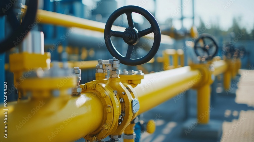 Poster extensive gas transportation infrastructure with pipelines and valves for efficient distribution