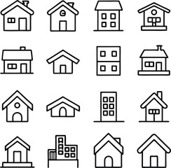 Fototapeta premium Refined House Symbols Line Art