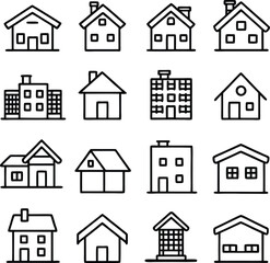 Fototapeta premium Refined House Symbols Line Art