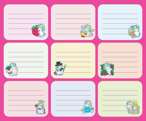 Printable daily plan with cute unicorn with rainbow color. Memo original paper © Dian
