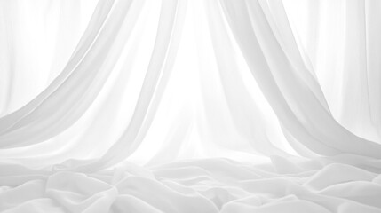 Soft white curtains background for graphic design or wallpaper.