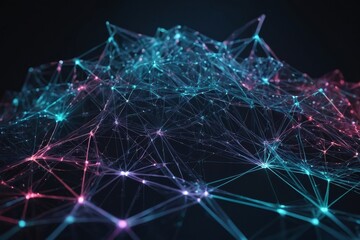 Abstract Network of Glowing Digital Connections in a Futuristic Technological Background