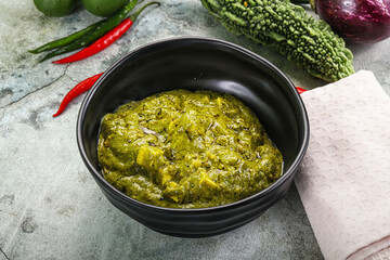 Indian cuisine - palak paneer cheese with spinach