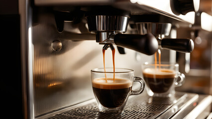 espresso machine pouring espresso