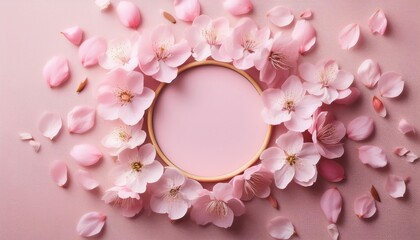 Pink flower frame with empty space