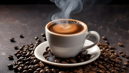 Fototapeta premium cup of coffee with beans