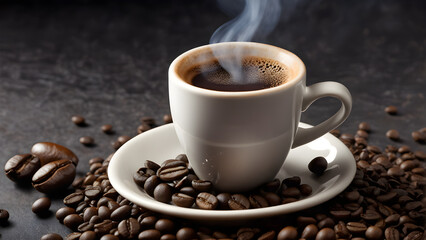 Fototapeta premium cup of coffee with beans