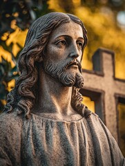 Jesus statue with a cross