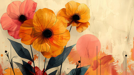 Orange Flowers on Canvas