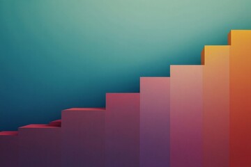Fototapeta premium Colorful Abstract 3D Staircase with Gradient Background and Bold Geometric Shapes