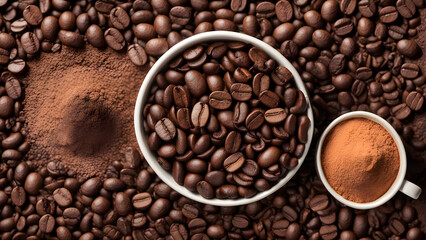 Fototapeta premium coffee beans on a wooden background