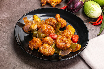 Chinese cuisine - prawn with chili sauce