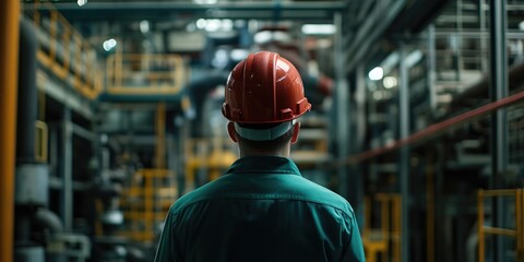 Obraz premium Factory Worker with Hard Hat
