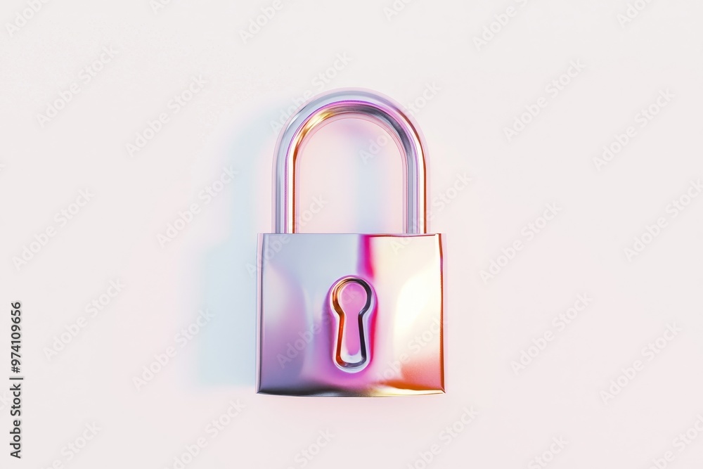 Fototapete craft a digital 3d representation of a modern, sleek padlock from above, emphasizing precise metalli