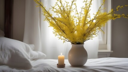 Naklejka premium forsythia on the bed 