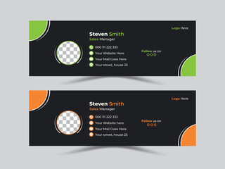 Modern and minimalist email signature or email footer and personal social media cover template. Business email signature with an author photo place modern and minimal layout Template.