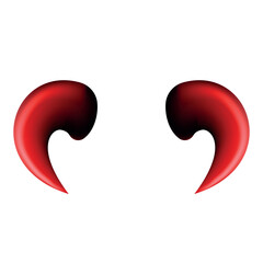 Bright red devil horns isolated on a white background, ideal for Halloween costumes, party accessories, or theatrical props