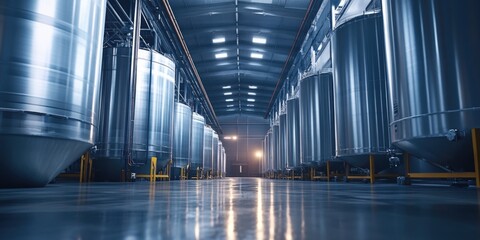 Industrial Hallway with Long Corridor