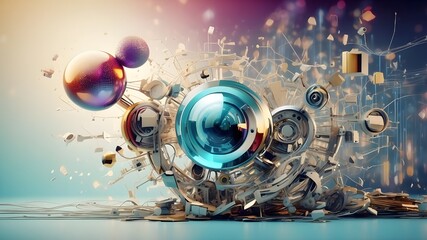 The series Digital Dreams. Technology background combined with elements of virtual visualization for science, education, computing, and contemporary technology projects
