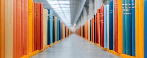 A book fair with rows of colorful booths offering a wide variety of books for sale, book fair, booths, variety